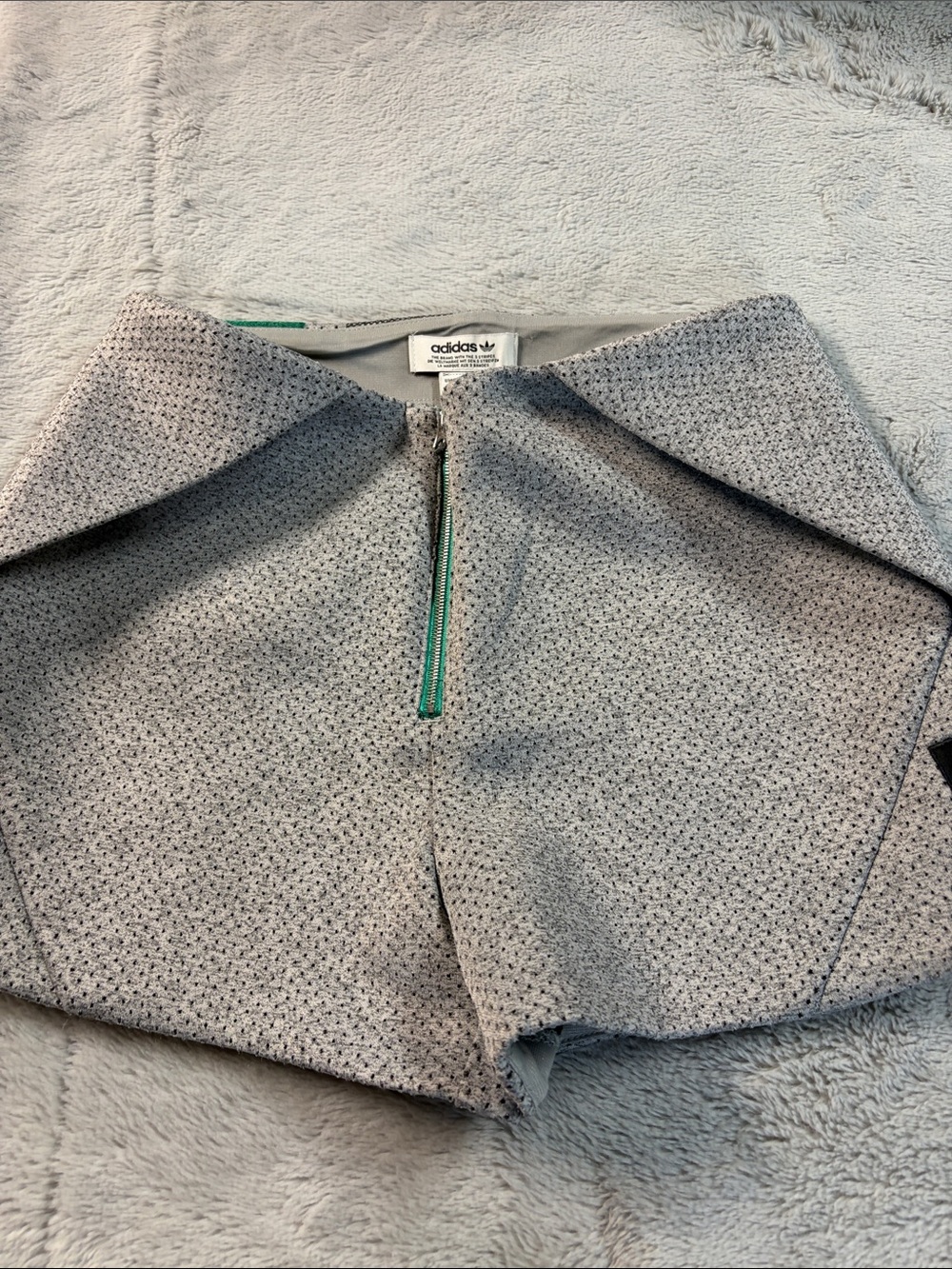 adidas Women’s Light Gray Textured Zip-Front Shorts